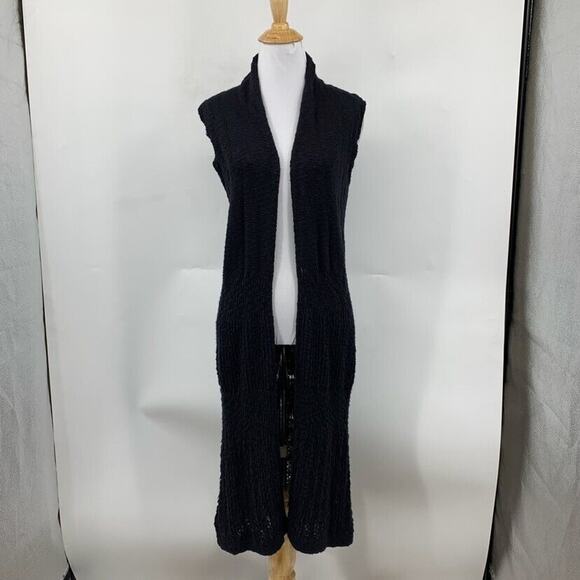 Caslon Cardigan Womens XS Extra Small Black Knit Sleeveless Longline Open Front - Picture 2 of 15